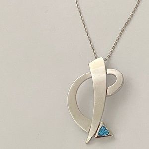💎Blue real topaz stone 925 silver trendy necklace